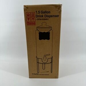 Le'raze 1.5 Gallon Glass Drink Dispenser With Stand